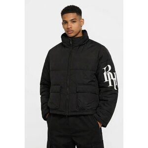 NWT $1125 Rhude Funnel Neck Full Zip Puffer Jacket Black Size Large